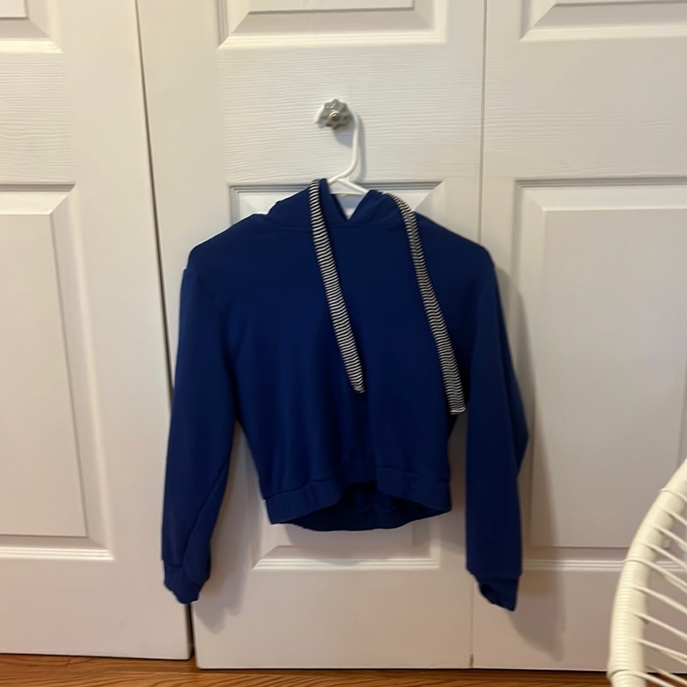size small, blue cropped hoodie